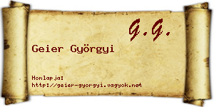 Geier Györgyi névjegykártya