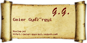 Geier Györgyi névjegykártya